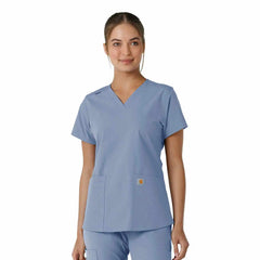 women's force essentials v-neck knit panel scrub top