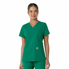 women's force essentials v-neck knit panel scrub top