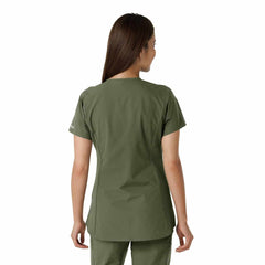 women's force essentials notch neck tunic knit panel scrub top