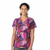 women's force tuck-in scrub print top