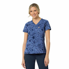 women's force tuck-in scrub print top