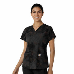 women's cross-flex v-neck print scrub top