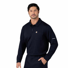 rugged flex® rscu heavyweight long sleeve polo scrub top