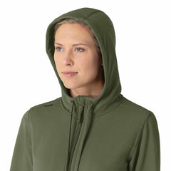 women's full zip waffle scrub hoodie