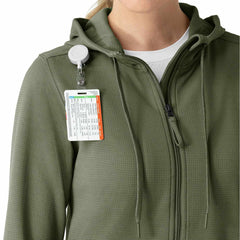 women's full zip waffle scrub hoodie