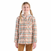 girls' long sleeve flannel button-front hooded shirt (child/youth)