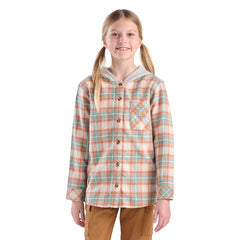 girls' long sleeve flannel button-front hooded shirt (child/youth)