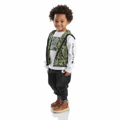 boys' 3-piece camo vest, long-sleeve t-shirt & pant set (toddler)