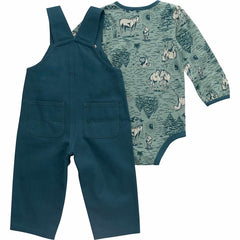 girls' 2-piece long sleeve bodysuit & canvas overall set (baby)