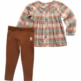 girls' 2-piece long sleeve flannel top & legging set (baby)