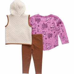 girls' 3-piece vest, printed t-shirt & legging set (baby)