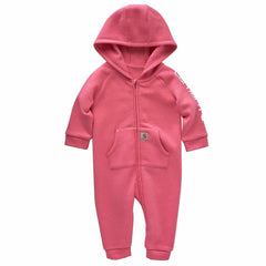 girls' long sleeve fleece zip-front hooded coverall (baby)