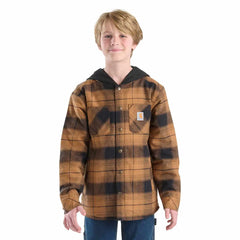 boys' long sleeve flannel snap-front hooded shirt jac (child/youth)
