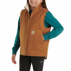 girls' canvas sherpa lined vest (child/youth)
