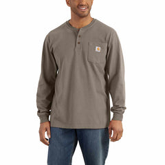 loose fit heavyweight long-sleeve pocket henley t-shirt