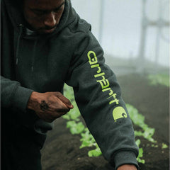 loose fit midweight logo sleeve graphic hoodie