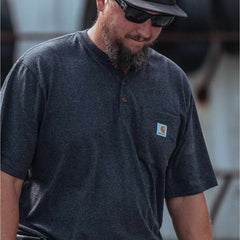 loose fit heavyweight short-sleeve pocket henley t-shirt