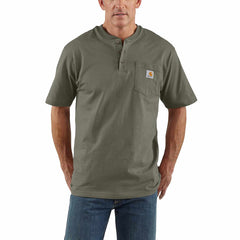 loose fit heavyweight short-sleeve pocket henley t-shirt