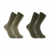 midweight synthetic-wool blend woodgrain crew sock 2-pack