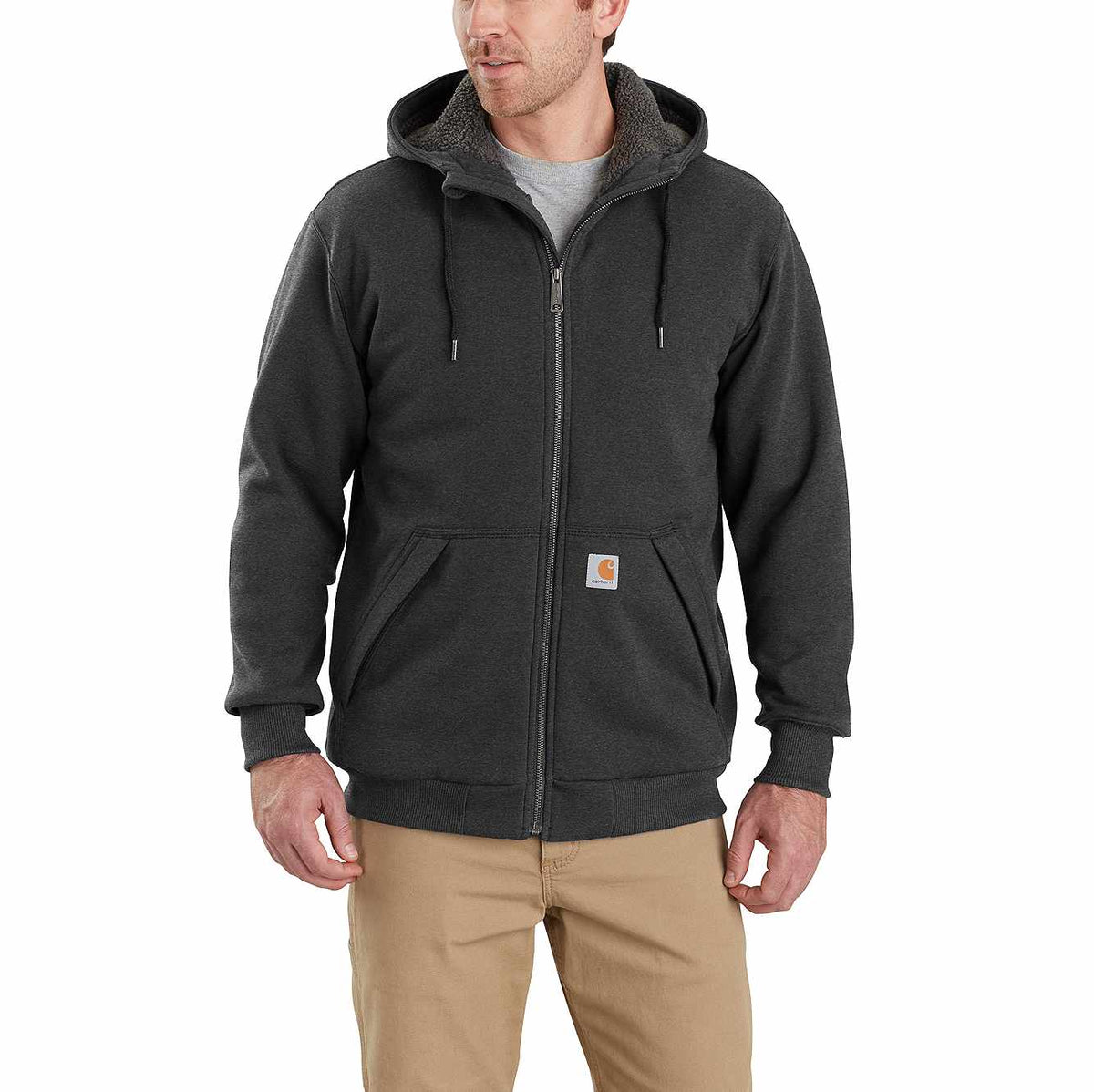 rain defender® relaxed fit midweight sherpa-lined full-zip sweatshirt
