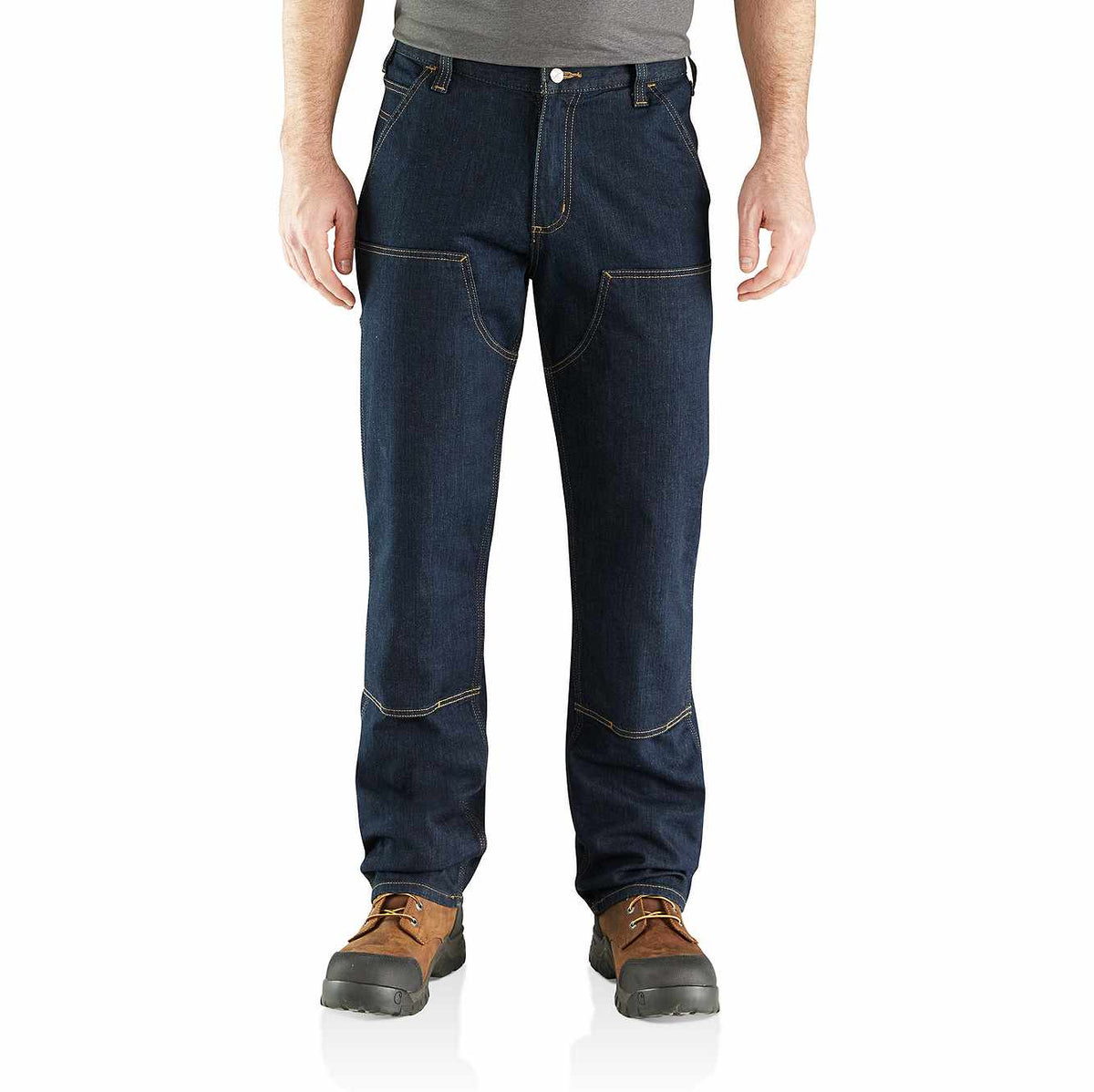 relaxed straight rugged flex® double-front denim dungaree