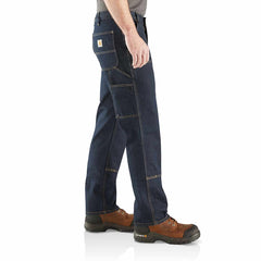 relaxed straight rugged flex® double-front denim dungaree