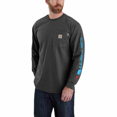 flame resistant carhartt force® loose fit midweight long-sleeve logo graphic t-shirt