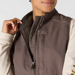 women's sherpa lined vest - relaxed fit - washed duck