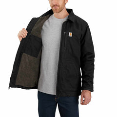 men's sherpa-lined field jacket - loose fit - washed duck - 2 warmer rating
