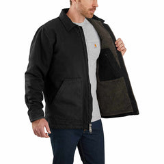 men's sherpa-lined field jacket - loose fit - washed duck - 2 warmer rating