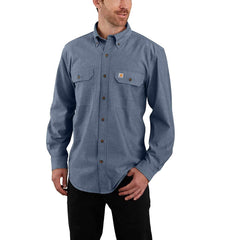 loose fit midweight chambray long-sleeve shirt