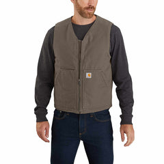 relaxed fit washed duck sherpa-lined vest