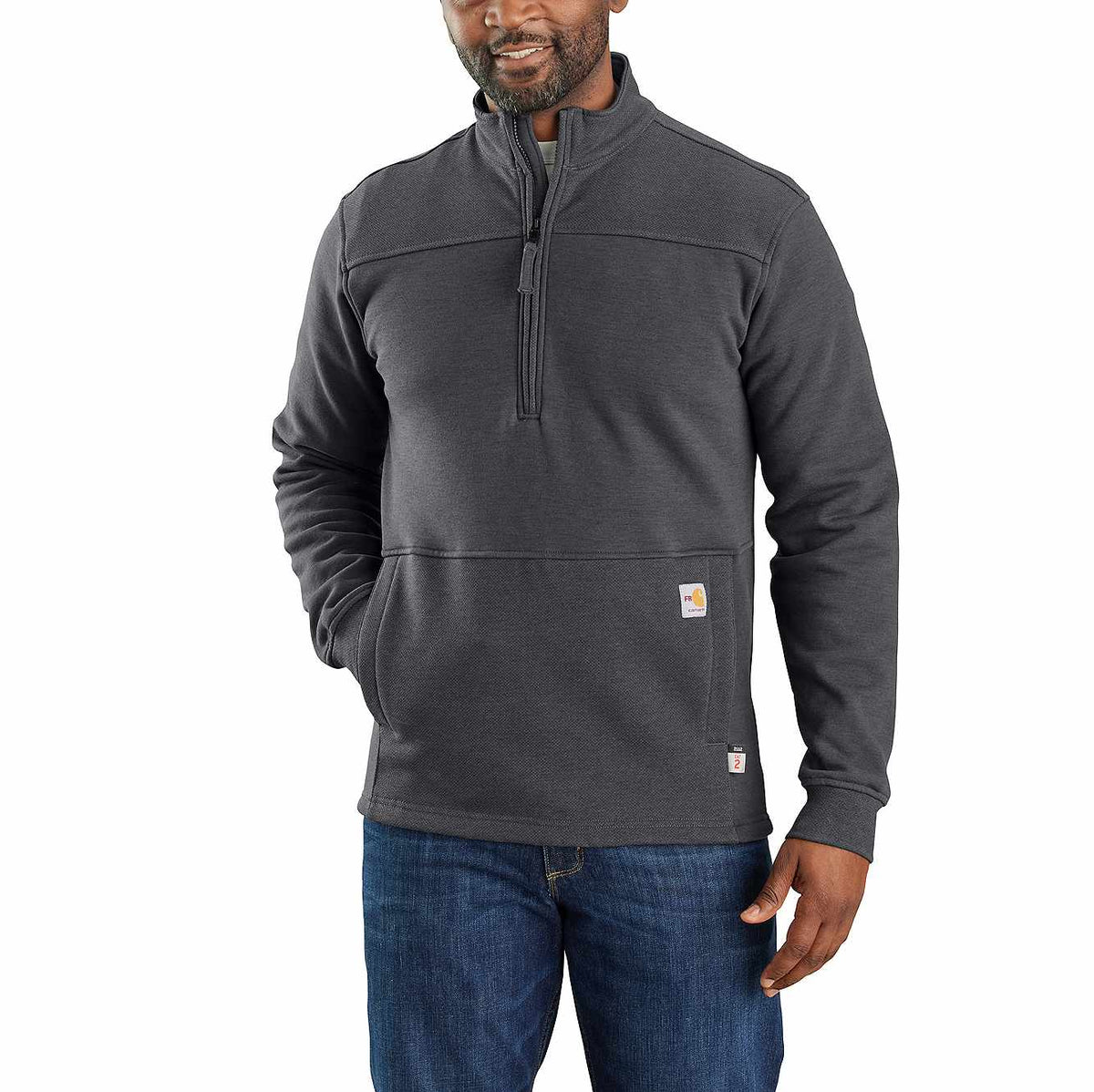 flame-resistant rain defender® relaxed fit mock-neck fleece pullover