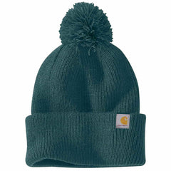 women's knit pom-pom cuffed beanie