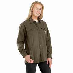 women's rugged flex® loose fit canvas fleece-lined shirt jac