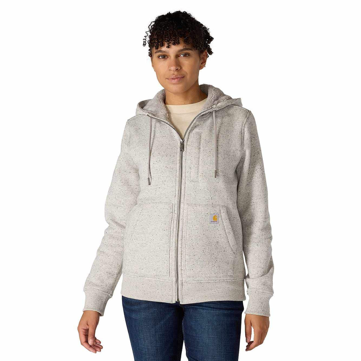 women's relaxed fit midweight sherpa-lined full-zip sweatshirt