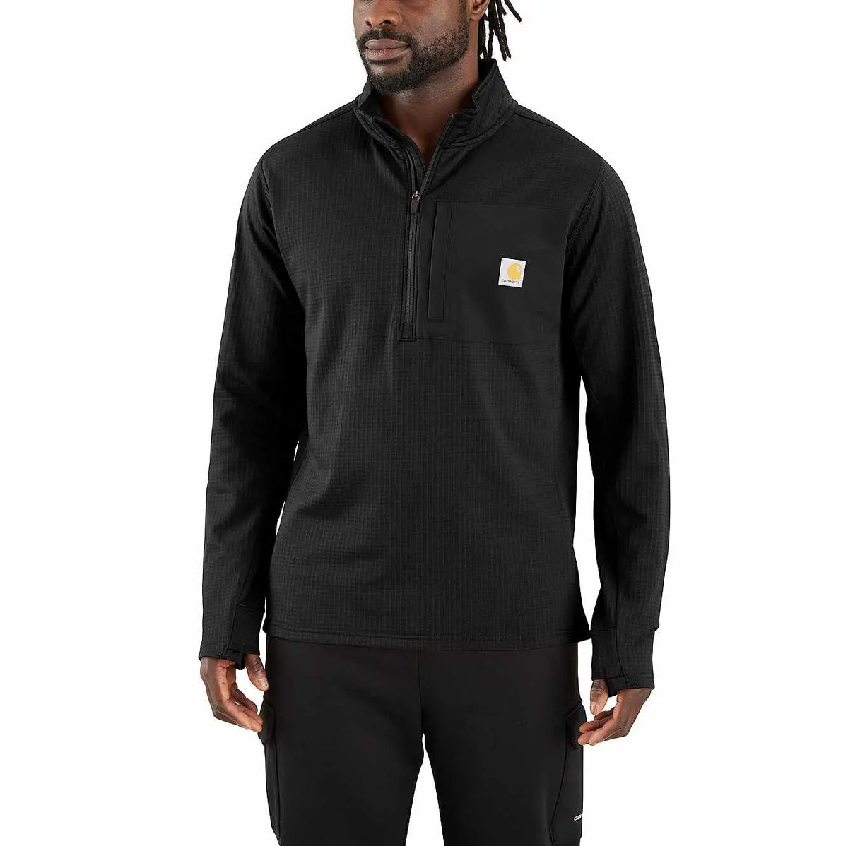 carhartt force® relaxed fit mock neck half-zip fleece-lined shirt