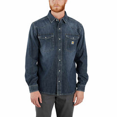 montana relaxed fit midweight denim long-sleeve snap front shirt