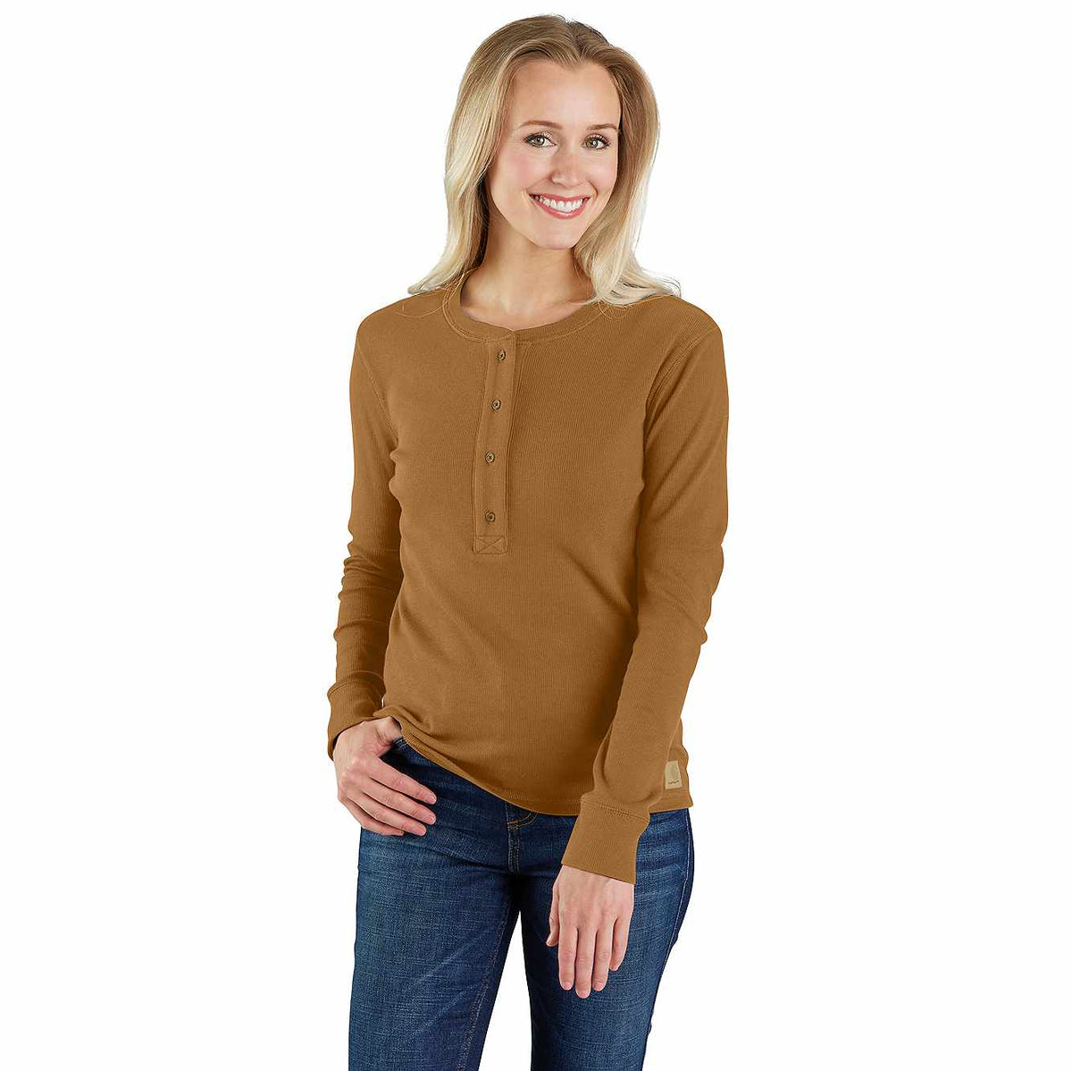 women's tencel™ fiber series relaxed fit long-sleeve ribbed henley shirt