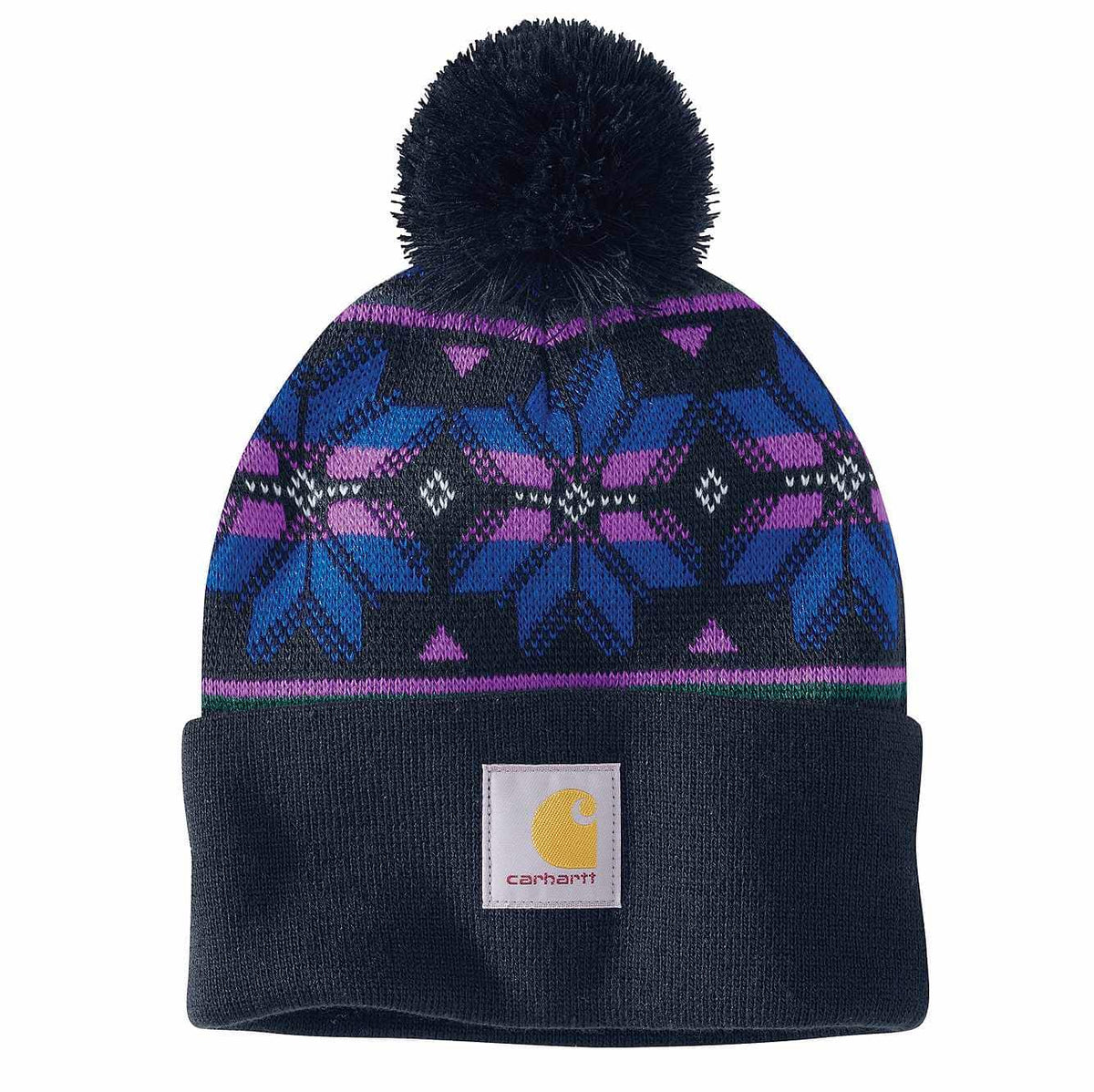 women's knit pom jacquard beanie