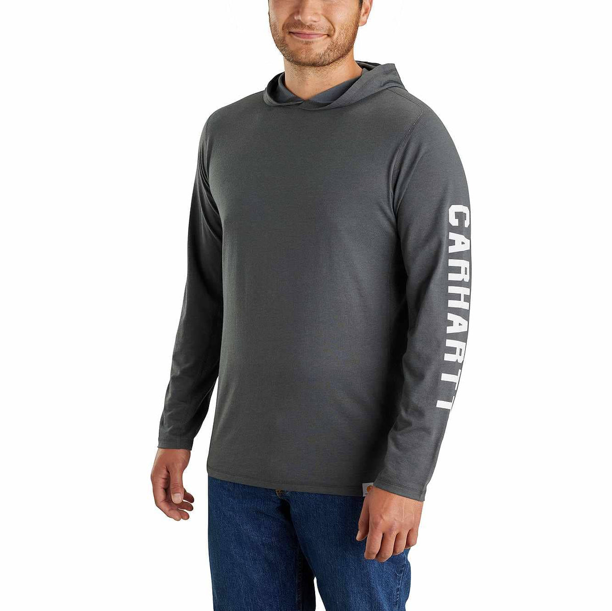 carhartt force® relaxed fit long-sleeve logo graphic hooded t-shirt
