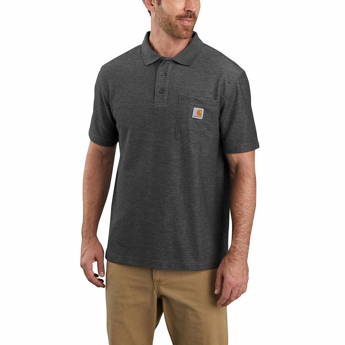 loose fit midweight short-sleeve pocket polo
