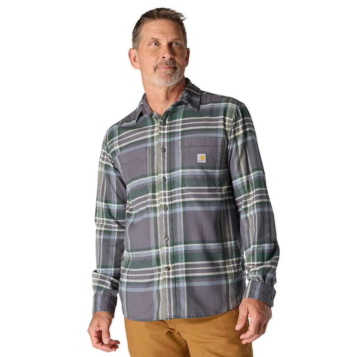 rugged flex™ relaxed fit midweight flannel long-sleeve plaid shirt