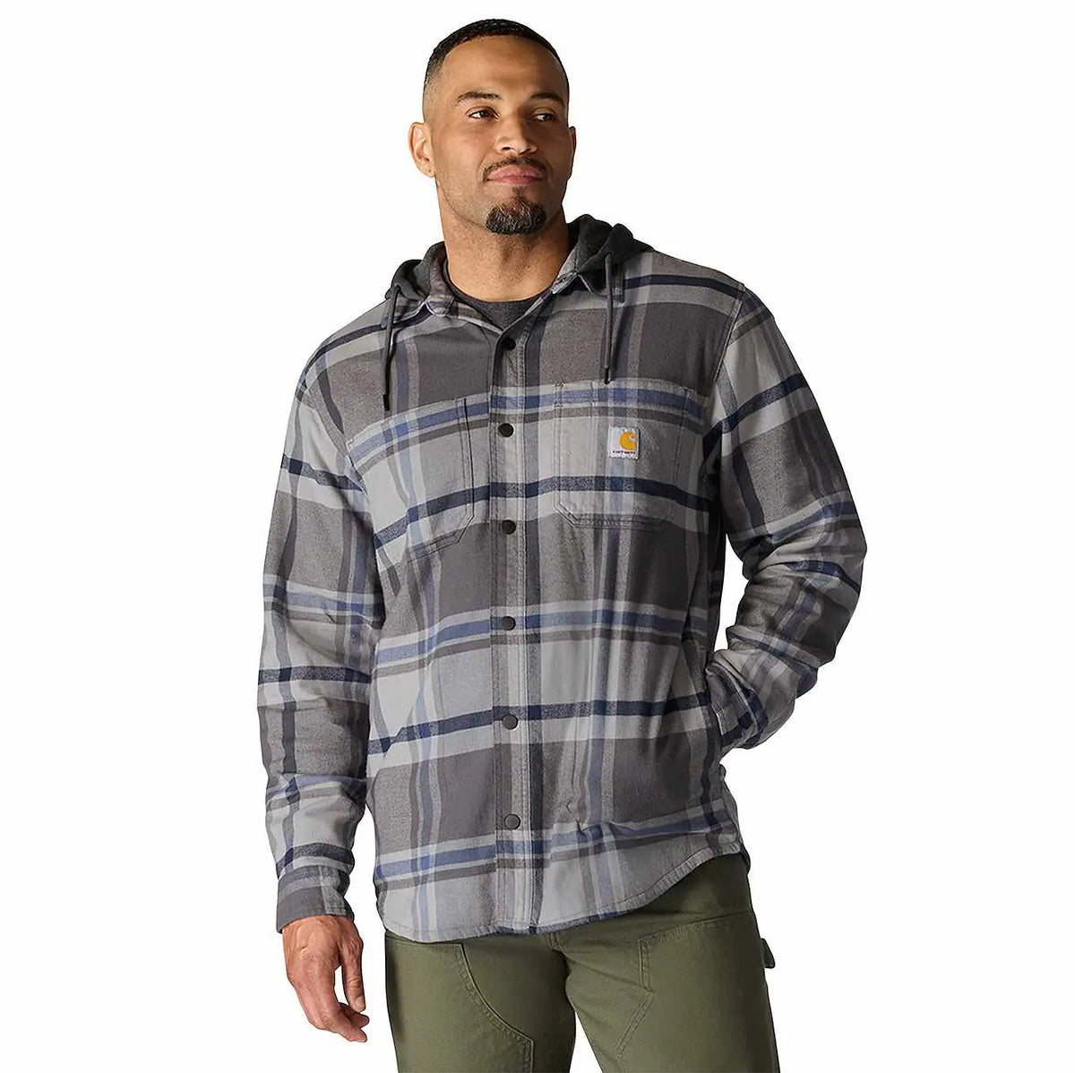 rugged flex® relaxed fit flannel fleece lined hooded shirt jac