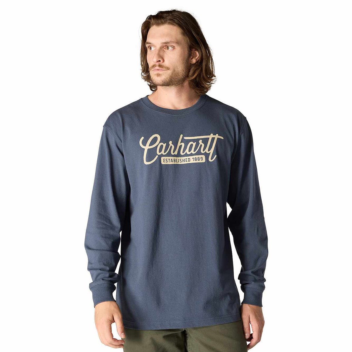 loose fit heavyweight long-sleeve script graphic t-shirt