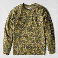 relaxed fit heavyweight long-sleeve pocket camo logo graphic t-shirt