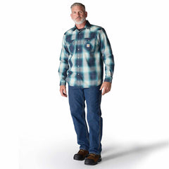 flame resistant montana relaxed fit midweight twill snap front plaid shirt