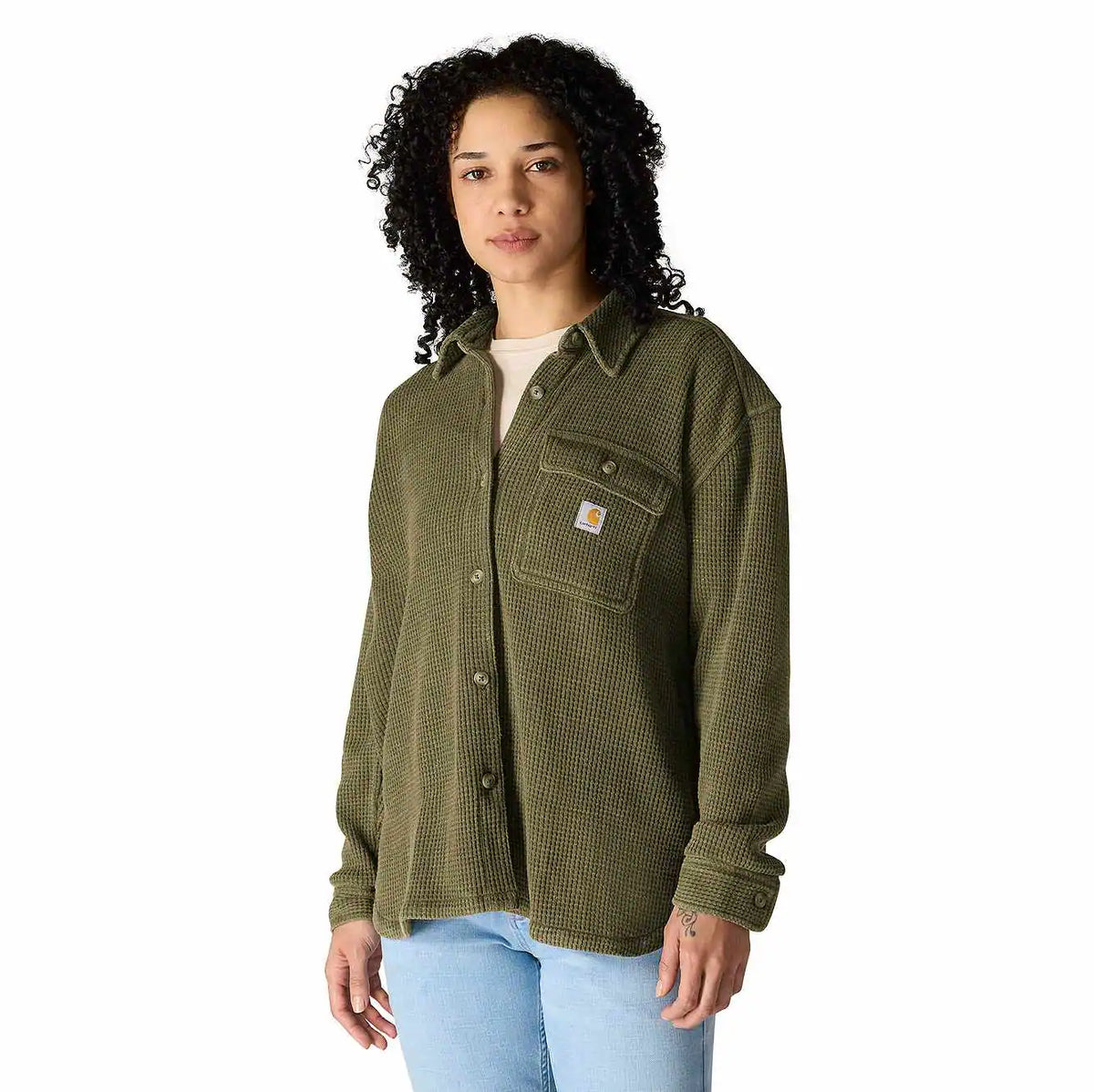 women's oversized-fit heavyweight waffle knit shirt