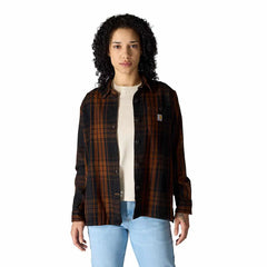 women's tencel™ fiber series loose fit twill plaid shirt