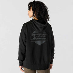 women's oversized-fit midweight hooded heart graphic sweatshirt